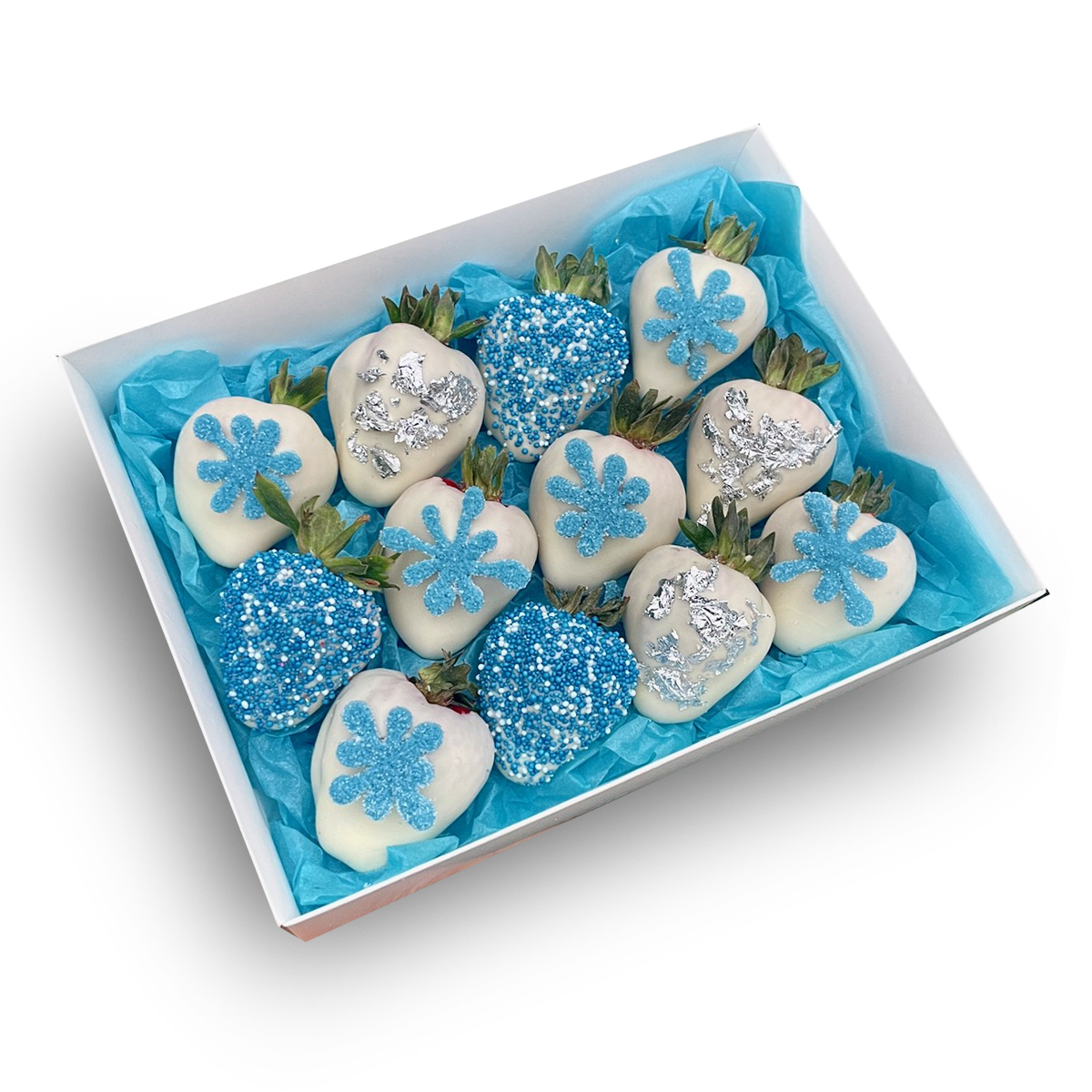 Christmas Gift Box Blue SnowFlakes, Christmas desert box, same day  delivery Adelaide 