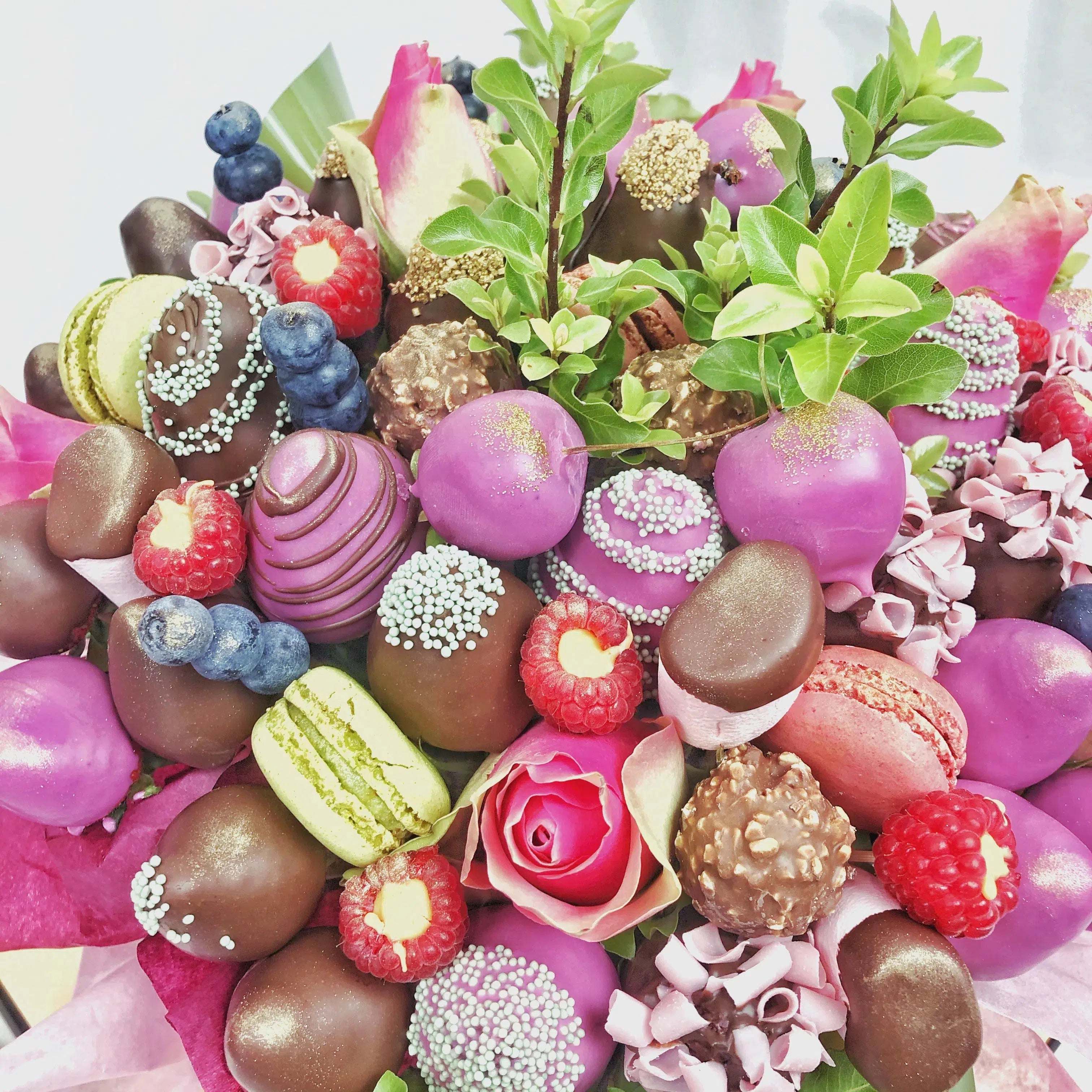"Allure" Chocolate Blooms Edible bouquet romantic gift milk chocolate blooms Bouquet chocolate covered strawberries and flowers delivery