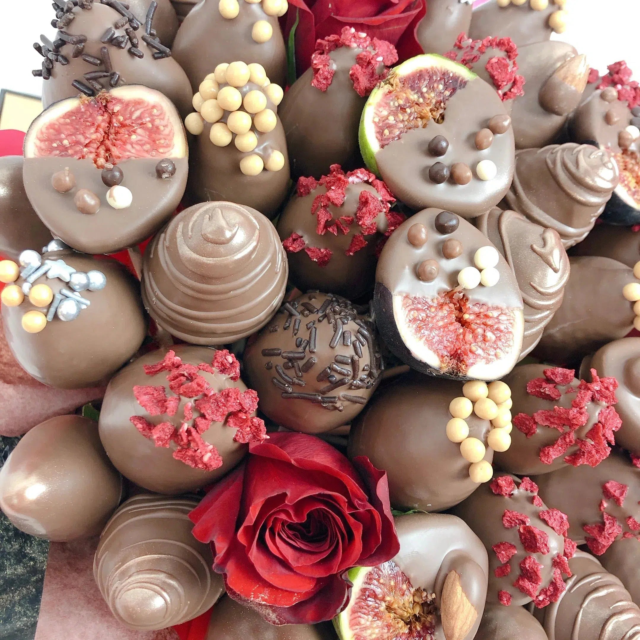 Our Chocolate-Dipped Strawberry Bouquet is a delectable twist on traditional floral gifts. This enchanting arrangement features fresh strawberries, each beautifully dipped in premium chocolate and arranged like a bouquet. Ideal for celebrating special moments or simply bringing a smile to someone’s face, this bouquet combines elegance with irresistible flavor. With delivery available to both Adelaide and Melbourne, it’s a luxurious and thoughtful gift choice that’s sure to make a memorable impression.