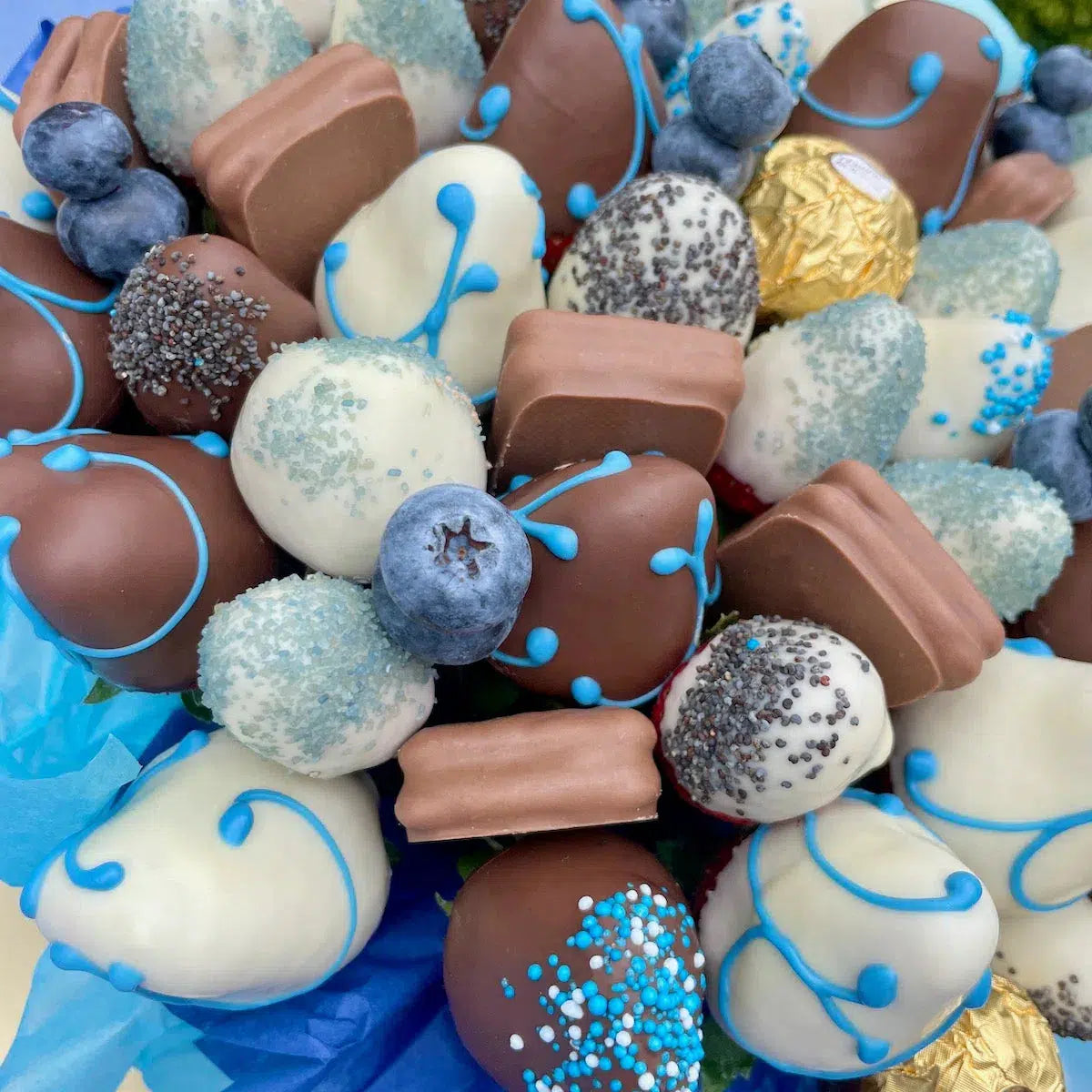 Blue Willow Chocolate Strawberry Bouquet-Chocolate Strawberry Bouquets-Lunch Bunch