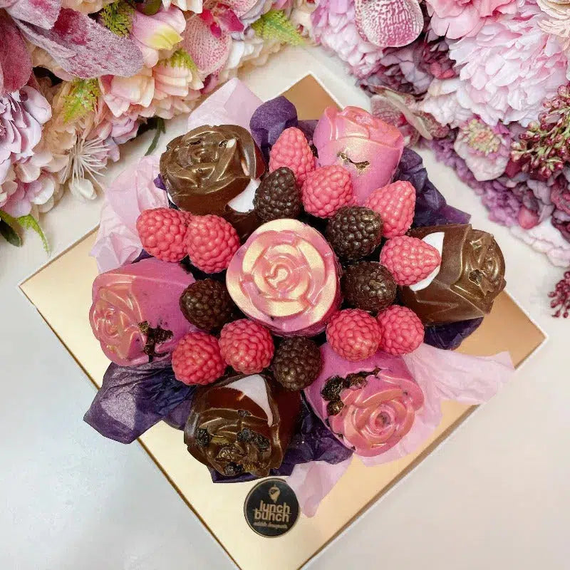 Chocolate Roses Bouquet, 3D Chocolate flowers bouquet, chocolate raspberry