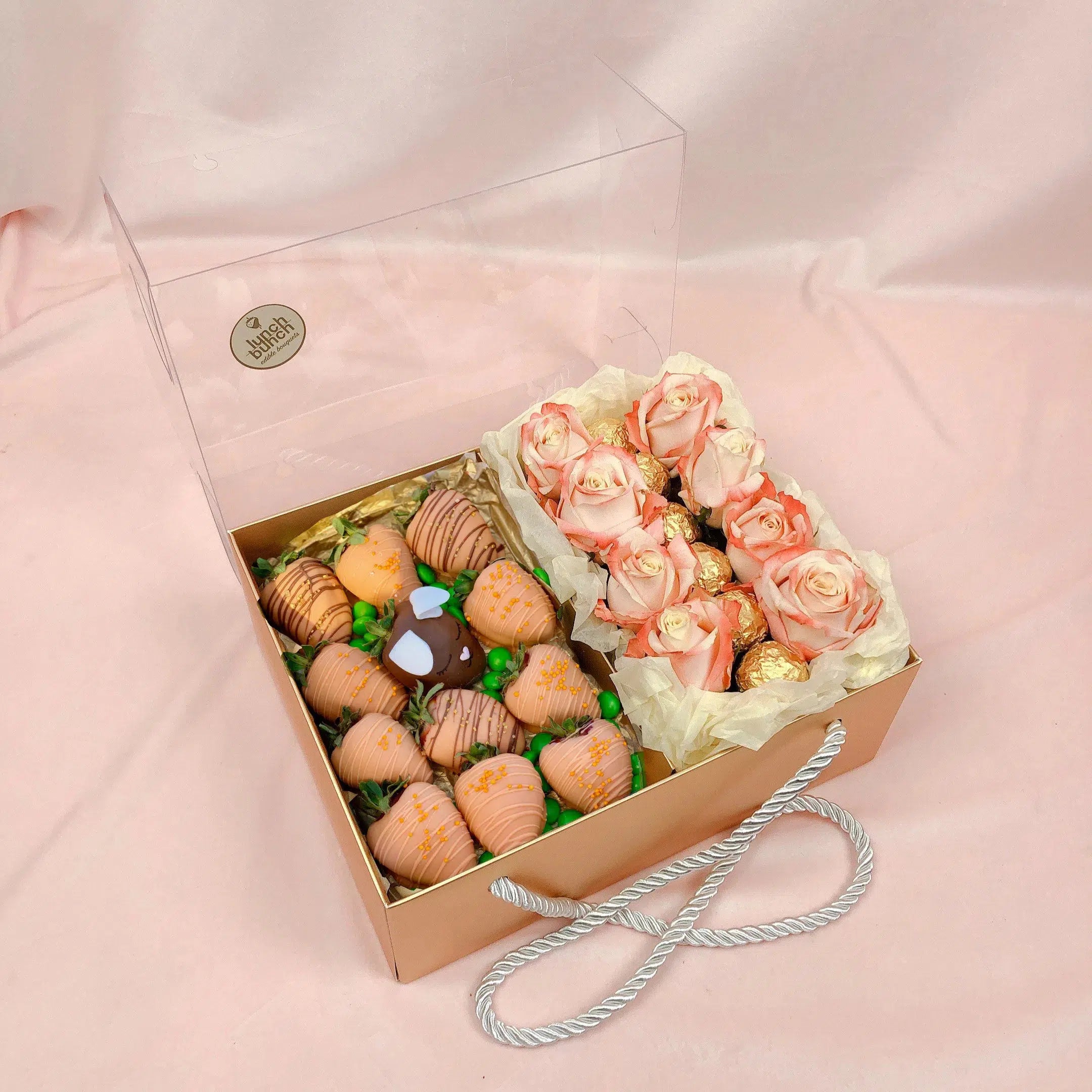 Chocolate strawberry carrots chocolate bunnies strawberries decorated for Easter Easter gift box order online chocolate covered strawberries delivery same day or next day