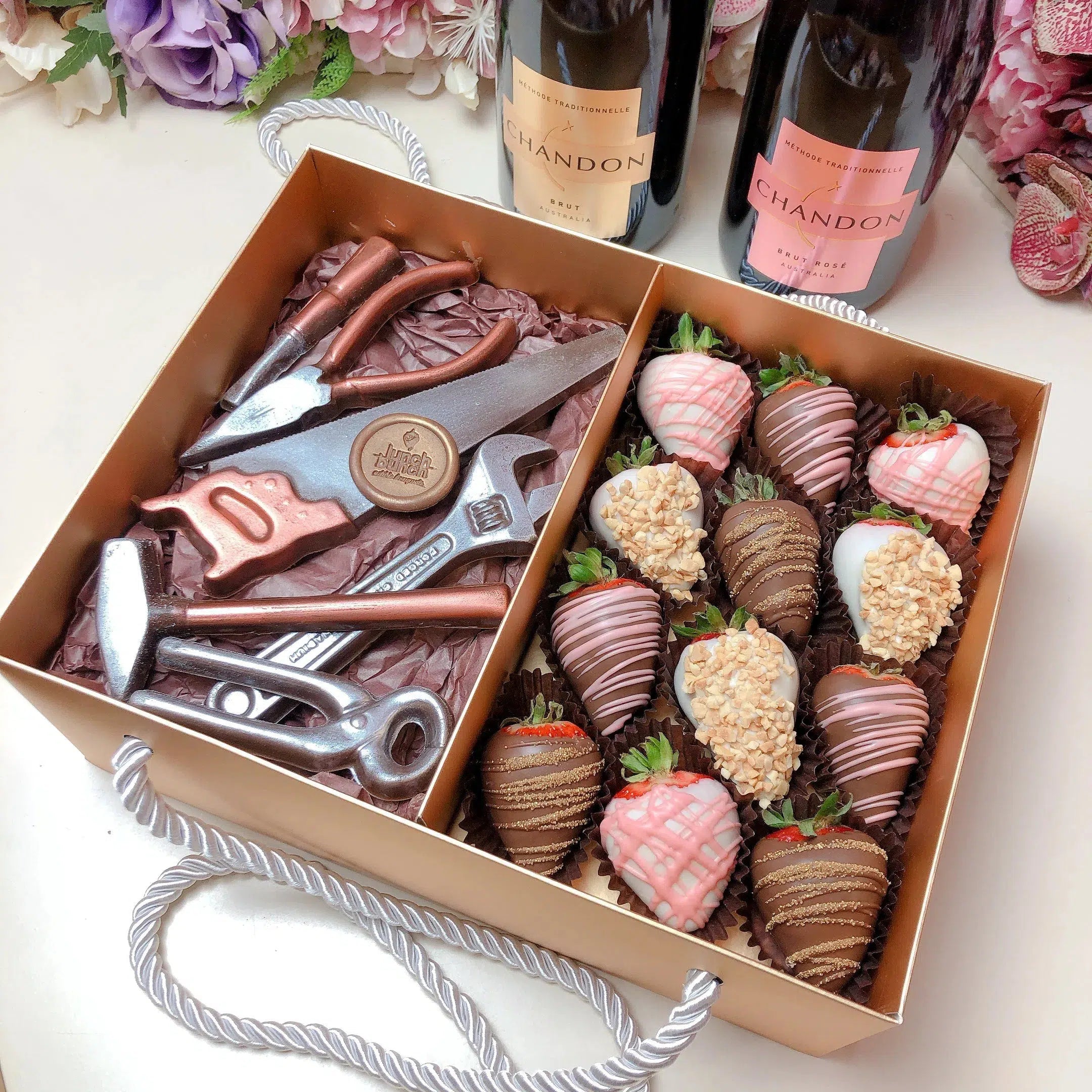 Chocolate Tools & Strawberries Hamper-Dessert Gift Hamper-Lunch Bunch