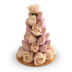 Light Pink Chocolate Strawberry Tower-Dessert Towers-Small-Lunch Bunch