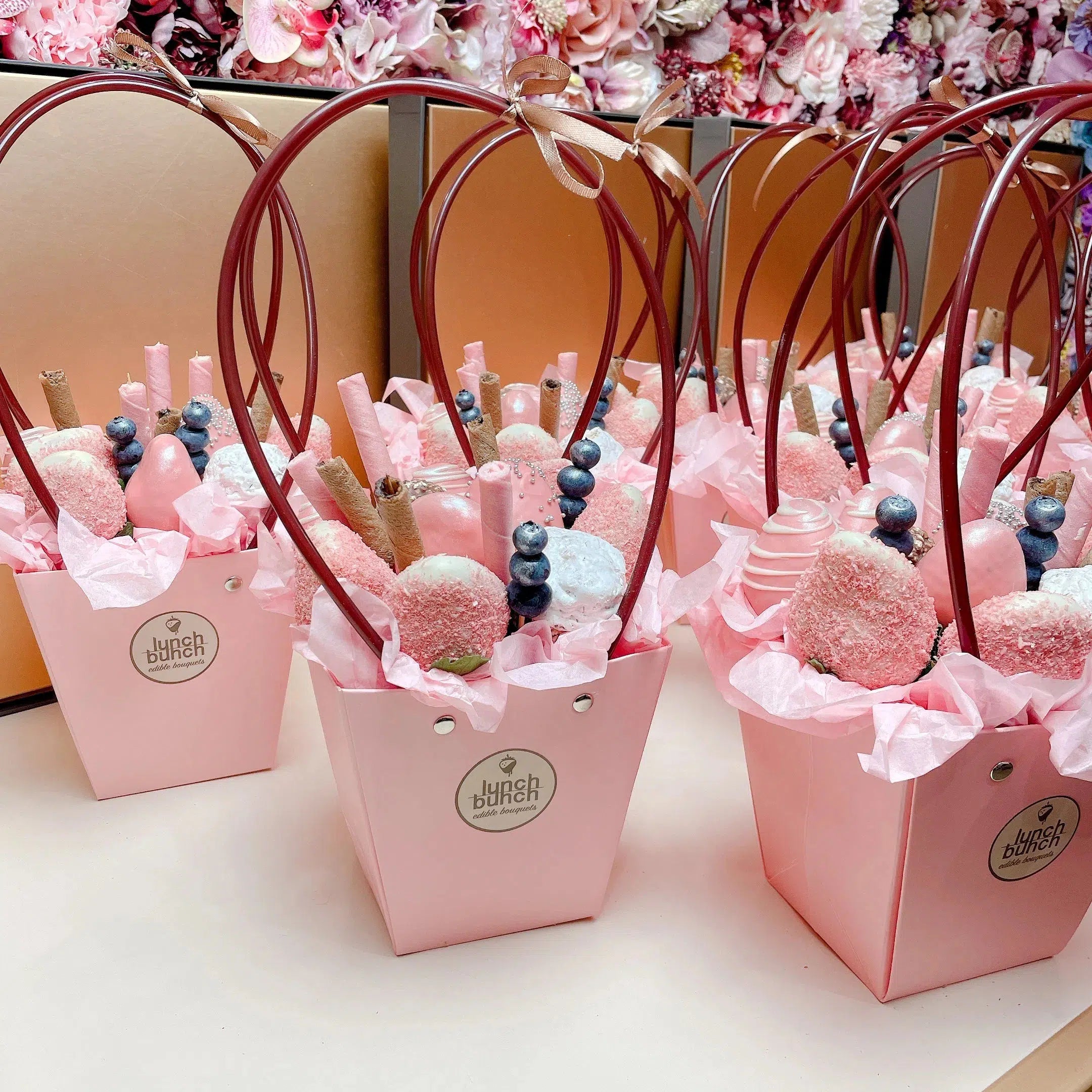 Mini Chocolate Strawberries Bouquet-Chocolate Strawberry Bouquets-Lunch Bunch