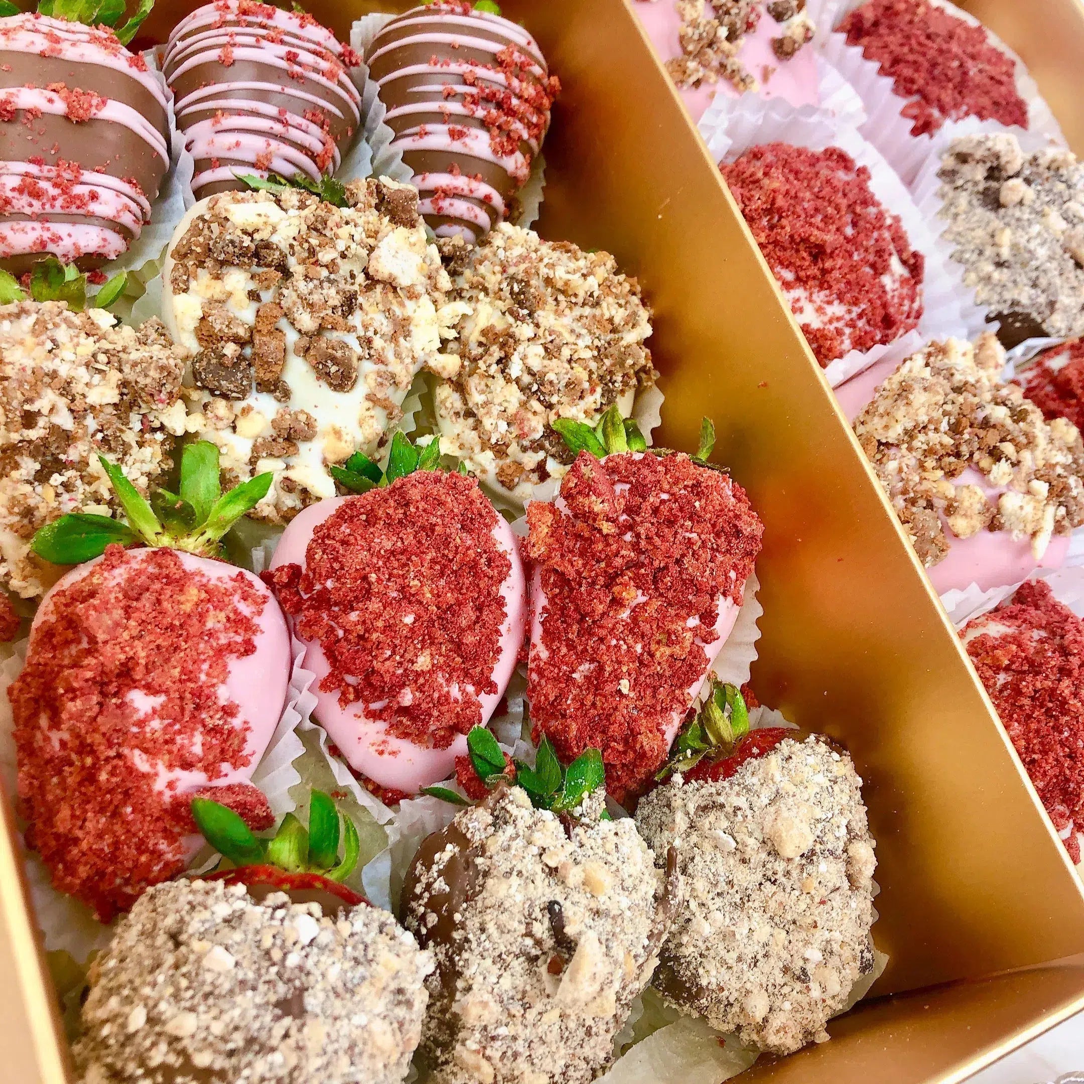 oreo cookies mini chocolate doughnuts and chocolate covered strawberries gift hamper treat box for same day delivery