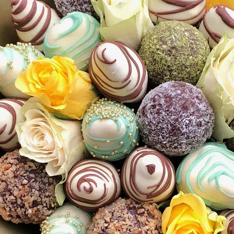 Protein Balls White Chocolate Bouquet-Chocolate Strawberry Bouquets-Lunch Bunch