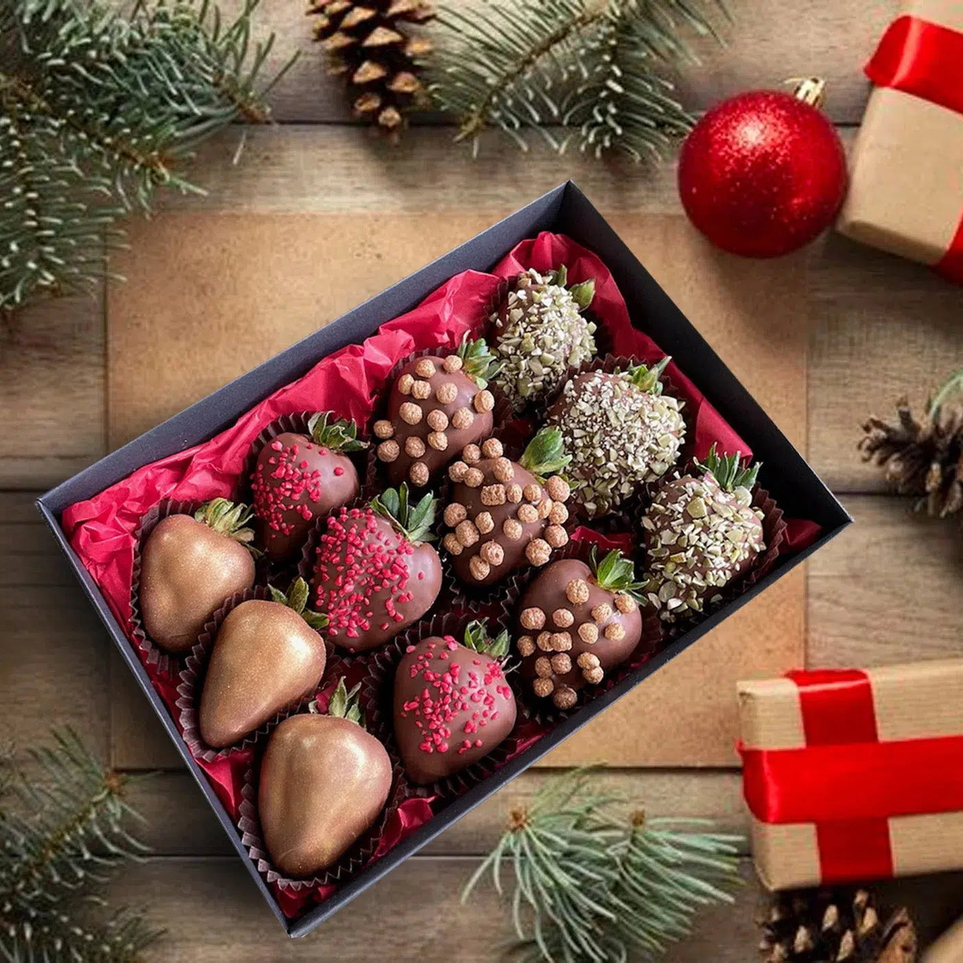 Red Green Christmas Gift Box, christmas strawberry box