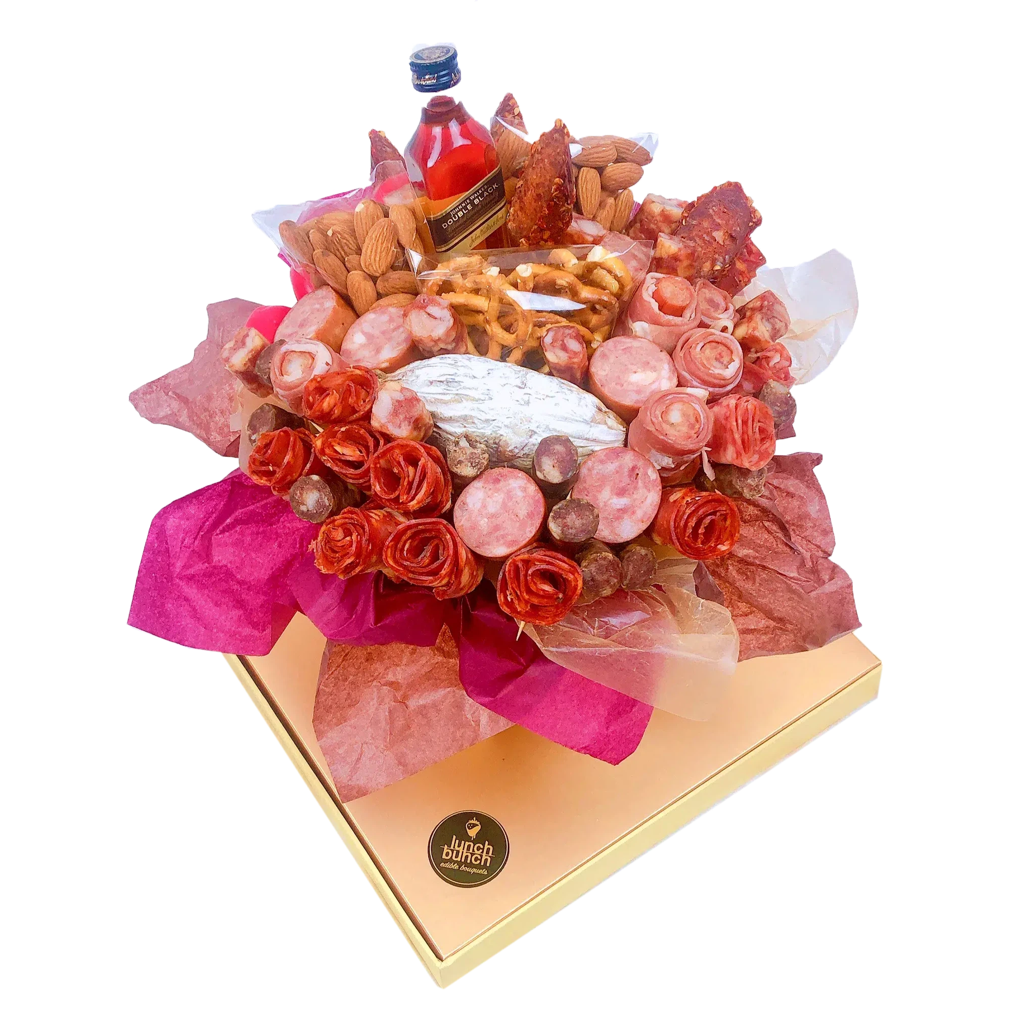 Whiskey cold meats and cheese Bouquet savoury gift hamper, savoury snack online
