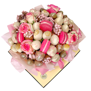 Blooms & Macarons Chocolate Bouquet edible sweet blooms same-day delivery chocolate gift treat box birthday present