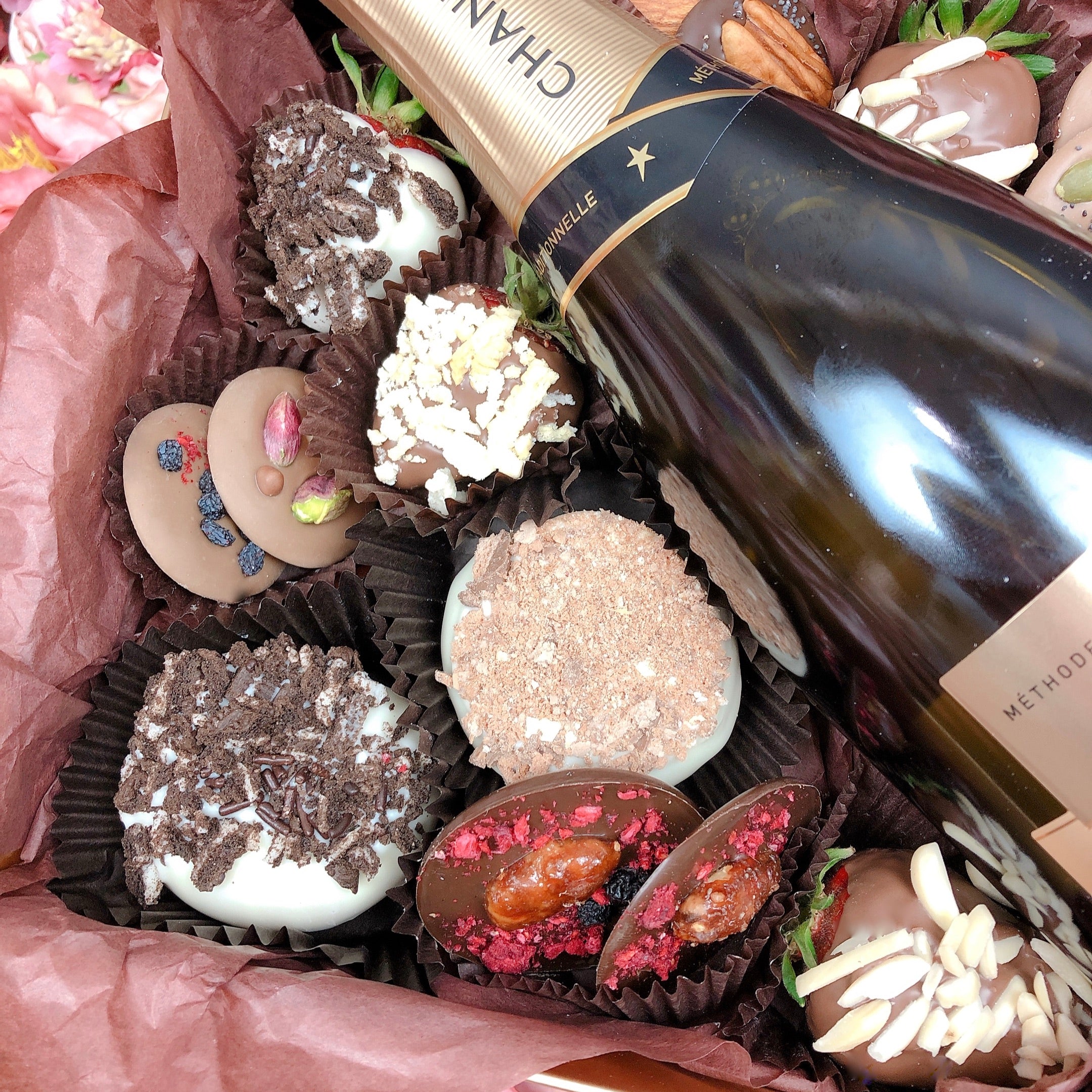 Chocolate strawberries and doughnuts hamper for Adelaide same day delivery