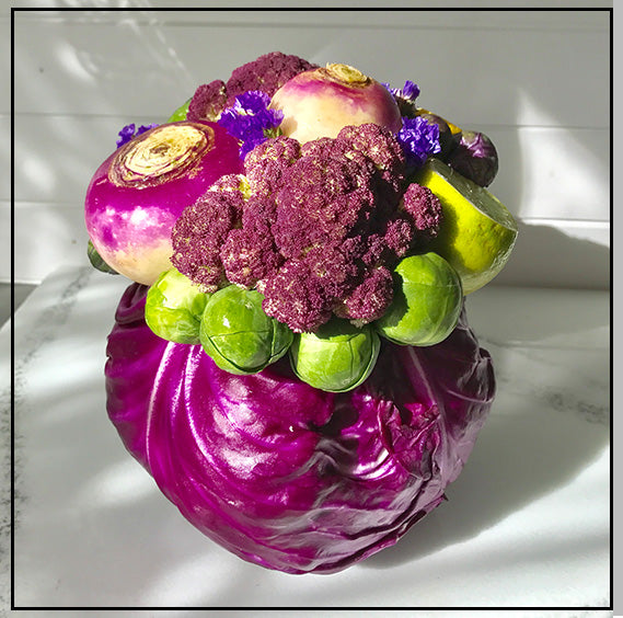 Edible Arrangement in a Red Cabbage Vase