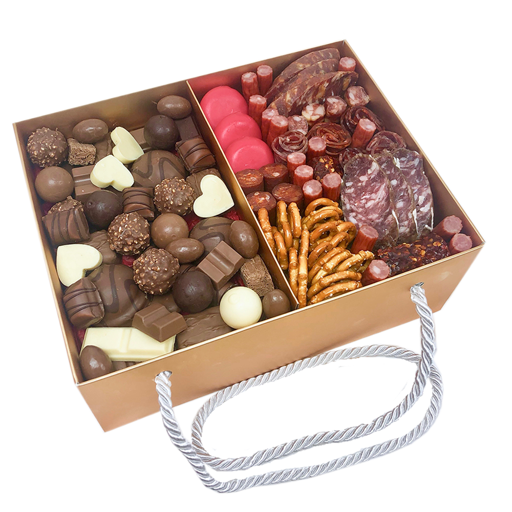 Sweet & Savoury Gift Hamper grazing box delivery Adelaide chocolate and meat treat box same-day delivery