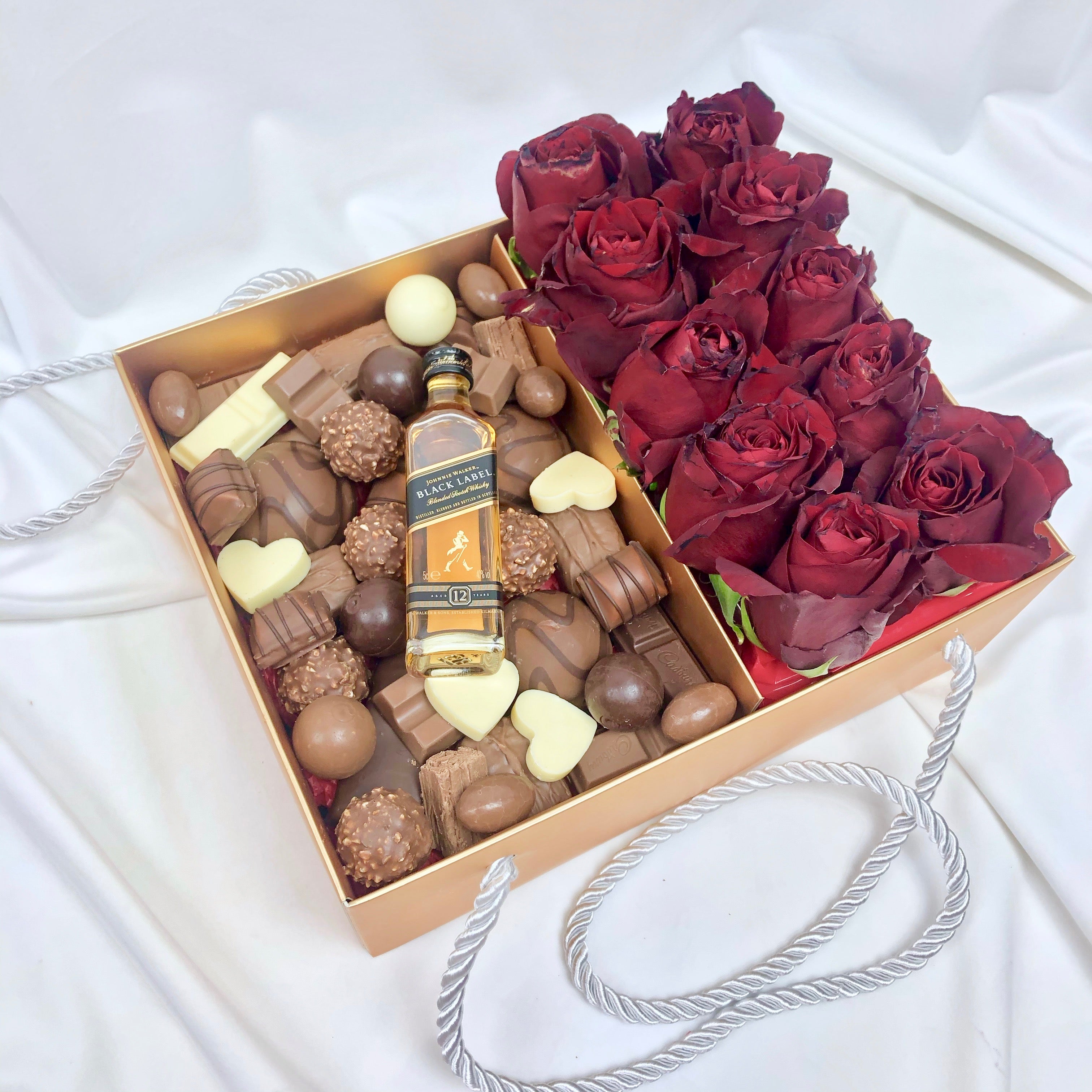 Chocolate Assortment & Roses Gift Hamper chocolate delivery Adelaide flowers delivered to Sandy birthday roses and chocolate gift basket