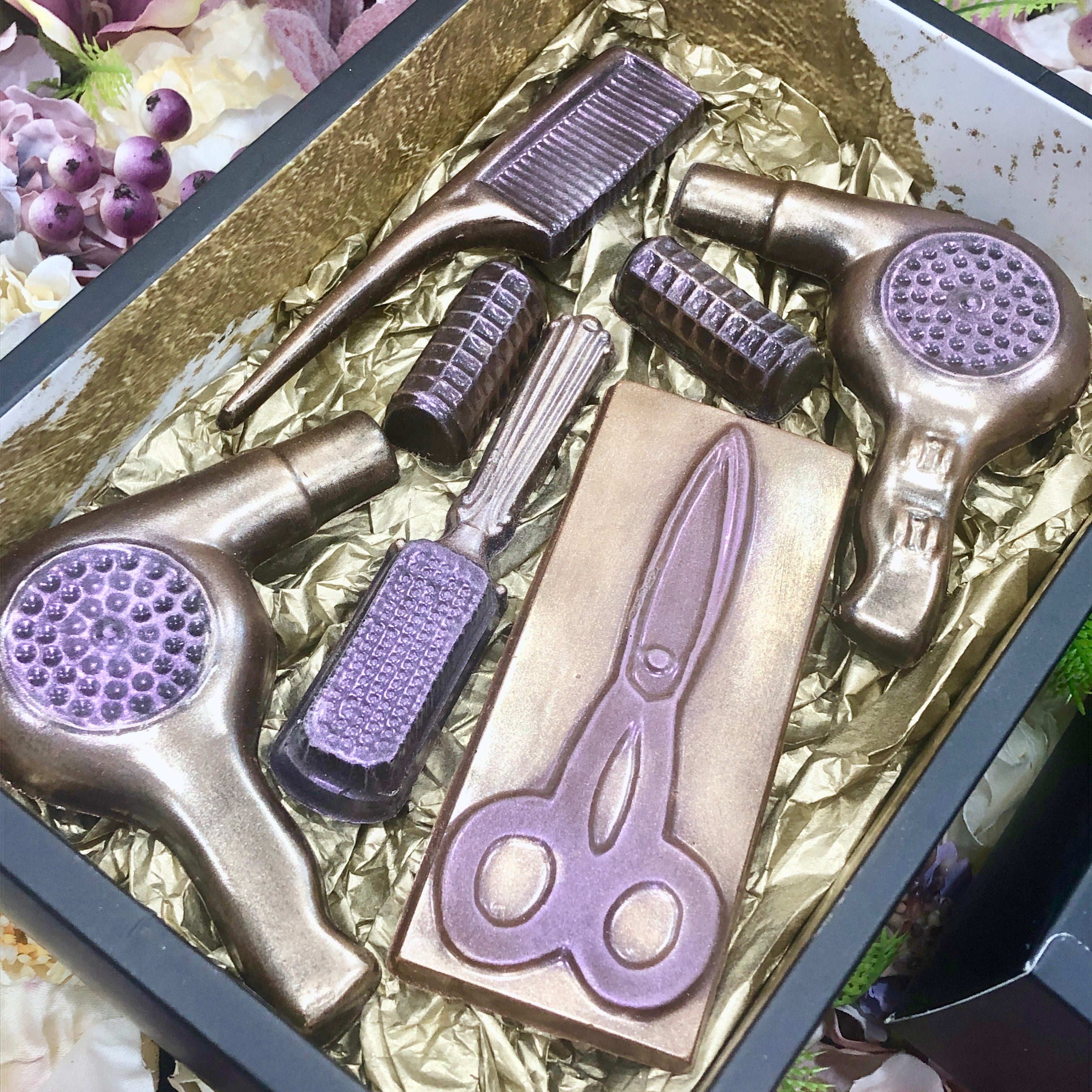Chocolate hairdressing tools gift box order online chocolate gift delivery