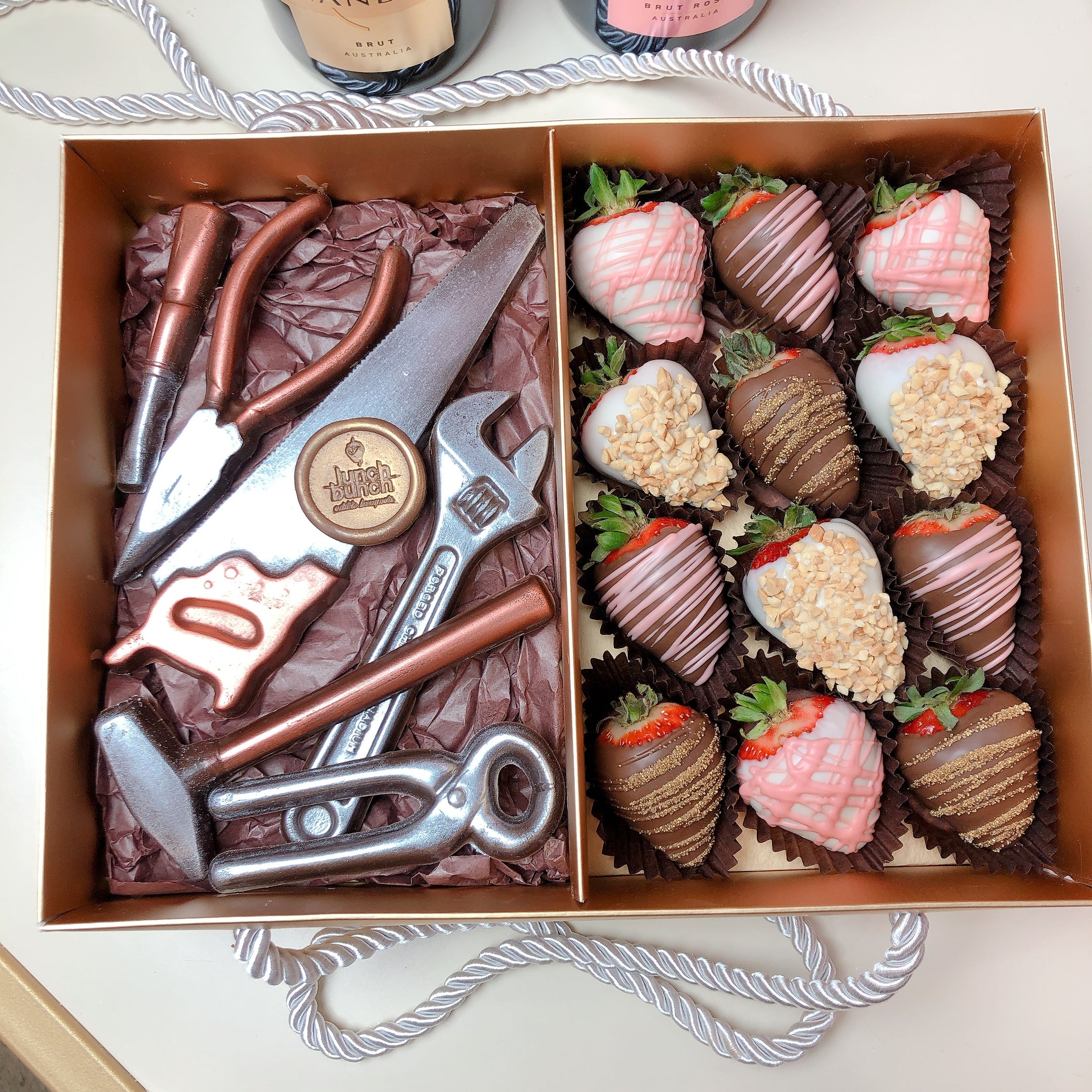 Father's Day gift same day delivery, chocolate tools and strawberries gift box, same day delivery desert boxes