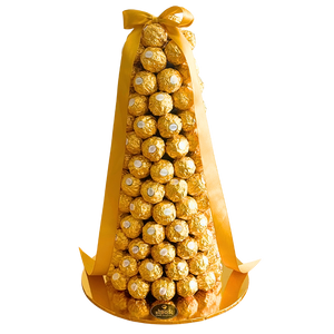 Gold Ferrero Rocher dessert tower for birthday dessert tables and party displays