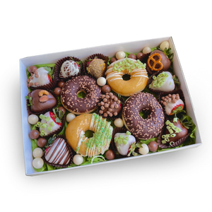 chocolate strawberry hamper, donut gift box, dessert box, donut box same day delivery