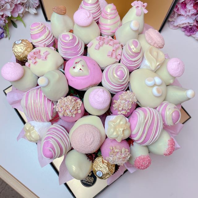 Pink Clouds Chocolate Strawberry & Donut Bouquet