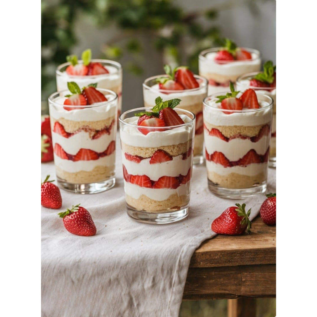 Strawberries & Cream Dessert Cake Cups