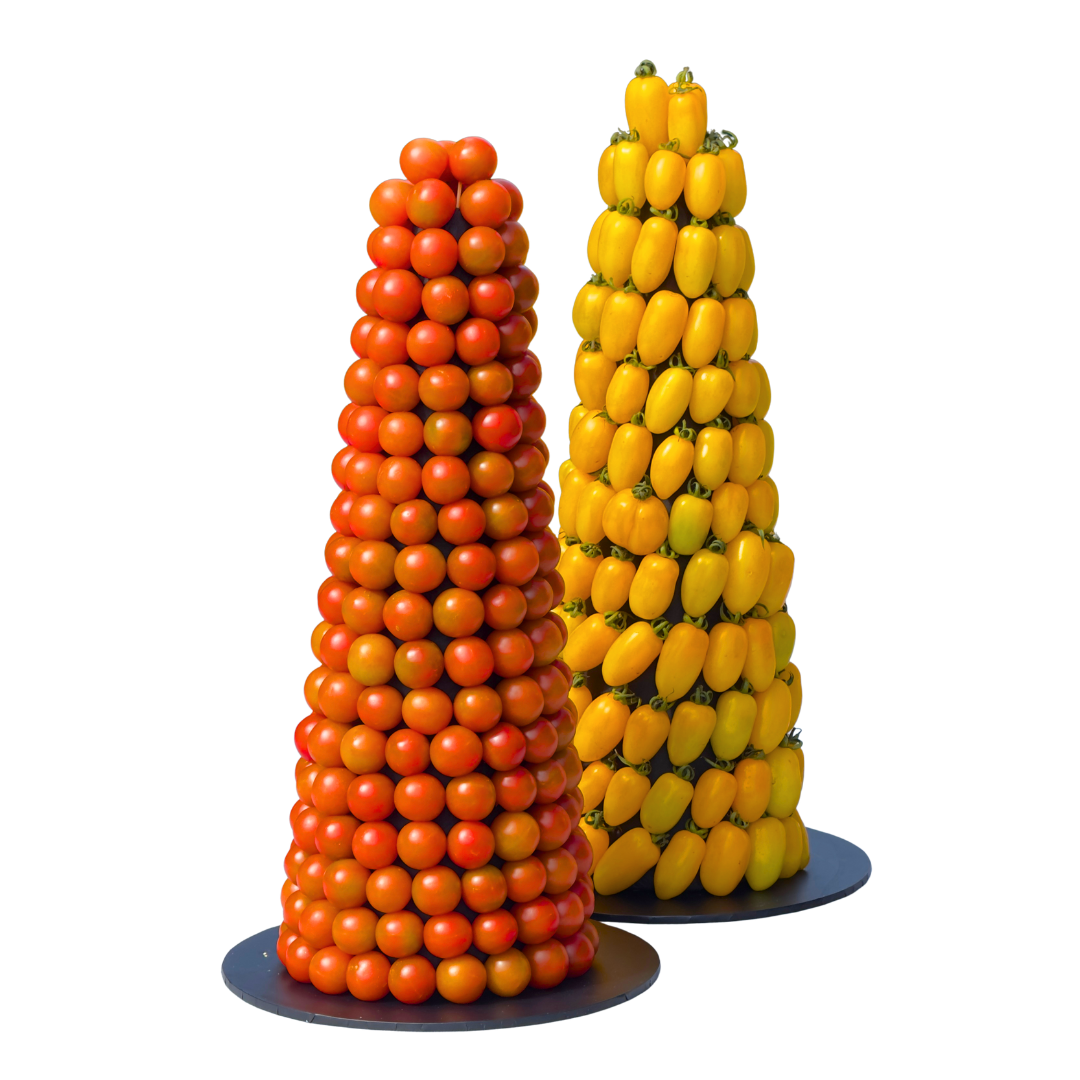 Cherry Tomato Tower edible centrepiece for weddings and grazing tables