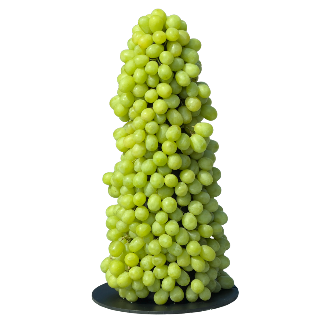 Fresh grape tower edible centrepiece for weddings and events