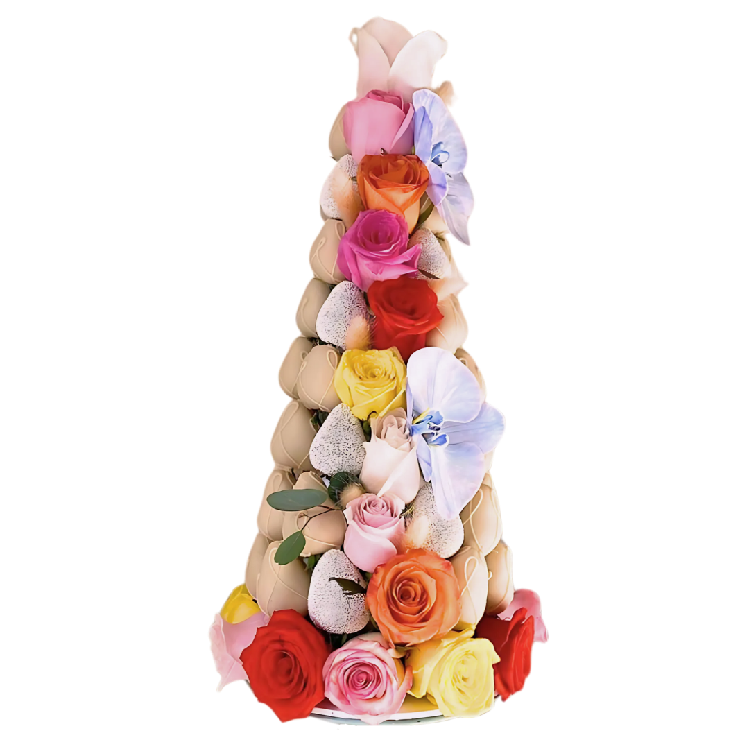 Rainbow Chocolate Strawberry Tower