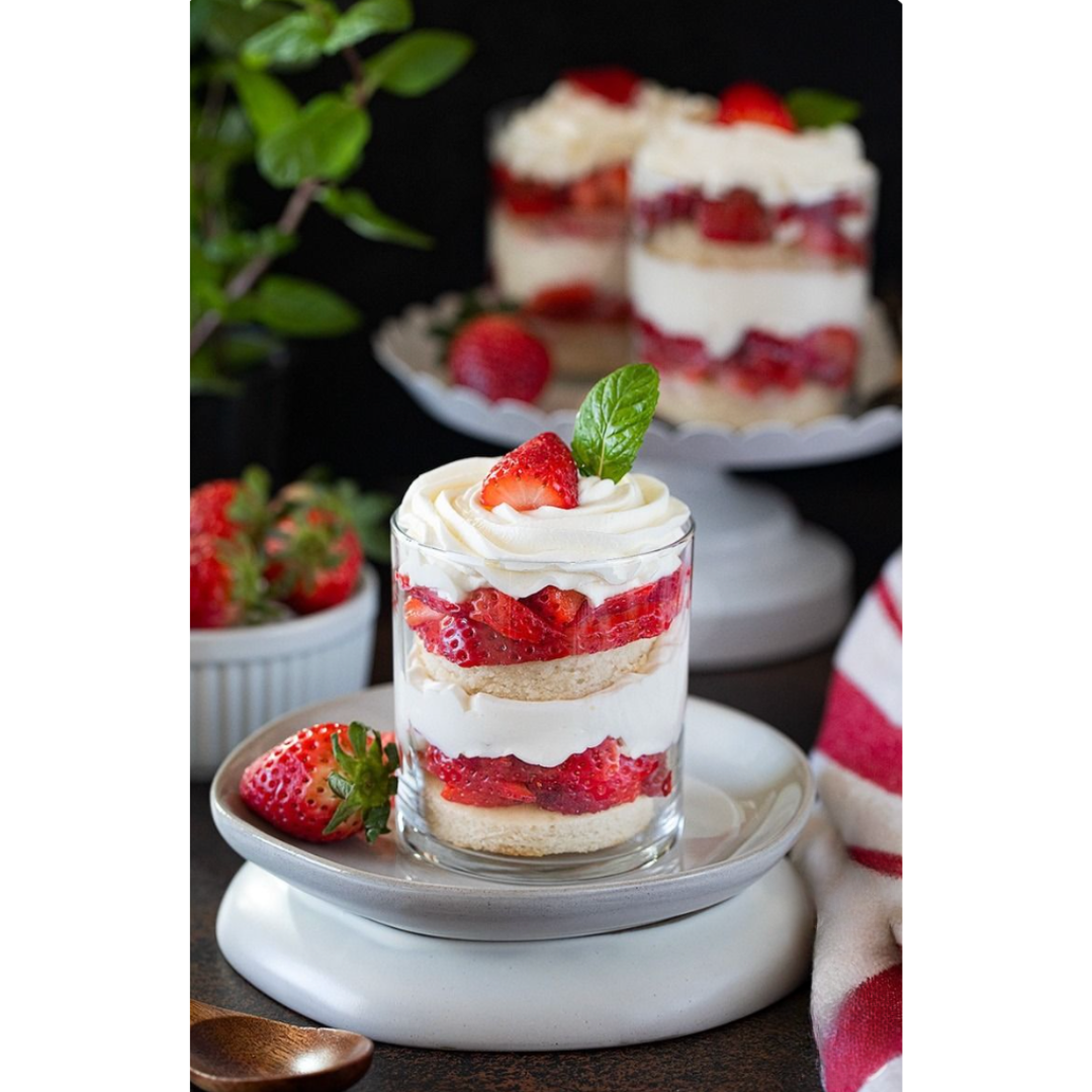 Strawberries & Cream Dessert Cake Cups