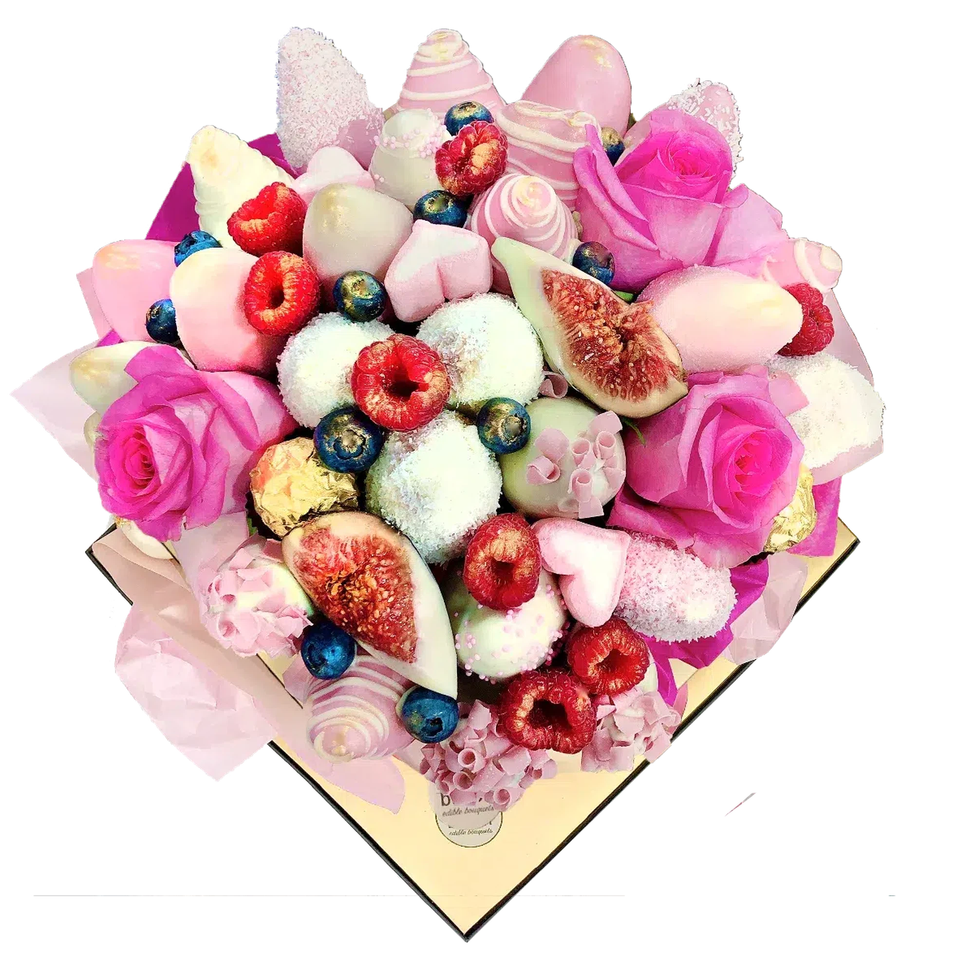 Chocolate Bouquet makes it a perfect Romantic Gift, Engagement Present, Baby Shower Gift, or Mother's Day Gift. Luxury Presentation of Chocolate covered and decorated fresh strawberries