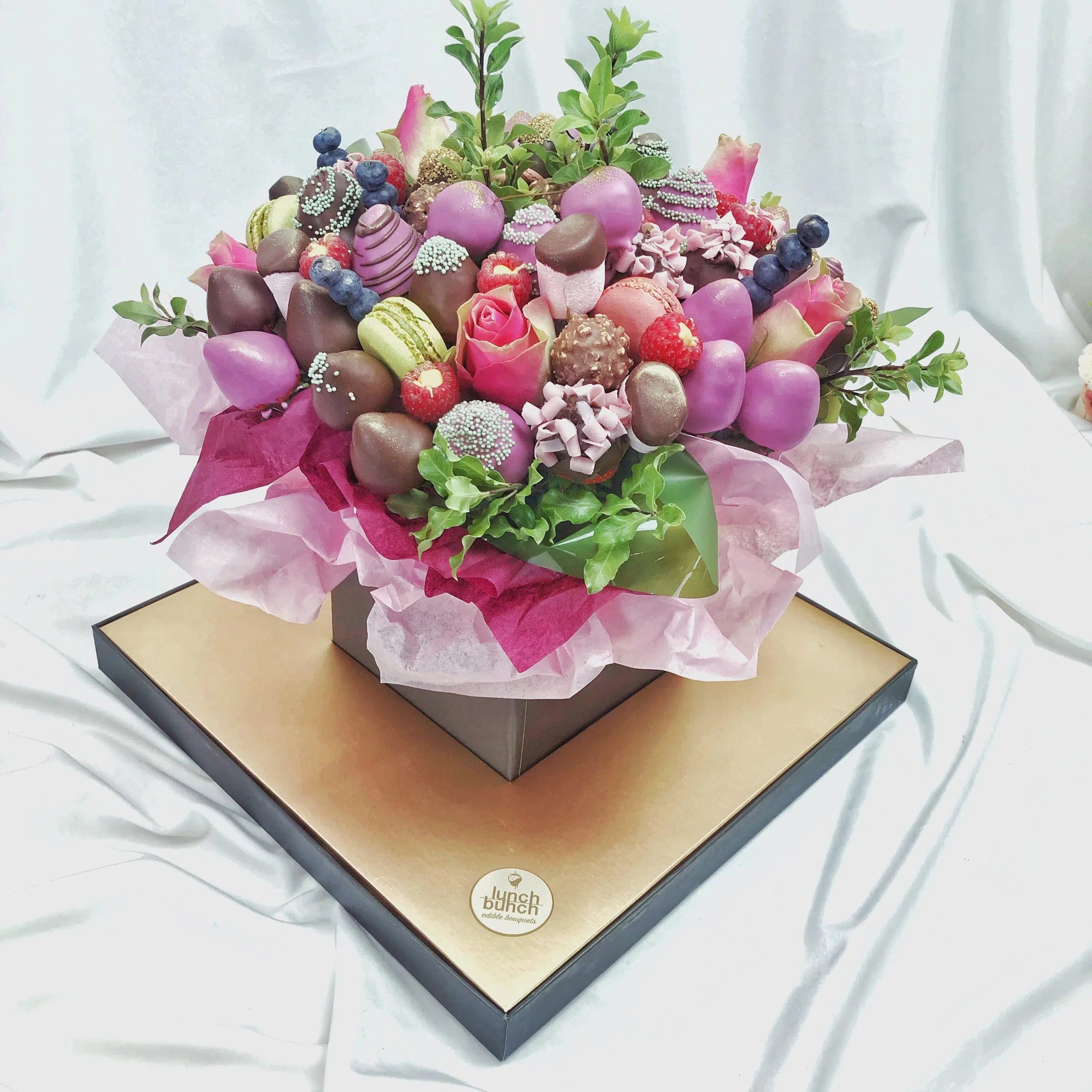 Elevate your gifting with our Chocolate Strawberry Flower Bouquet, a stunning arrangement that combines the beauty of fresh strawberries with the decadence of rich chocolate. This unique bouquet features strawberries dipped in luxurious chocolate, artfully arranged to resemble a bouquet of flowers. Perfect for birthdays, anniversaries, or any special occasion, it’s a delightful way to show your affection. Available with delivery to Adelaide and Melbourne, this gourmet treat is sure to impress and delight.