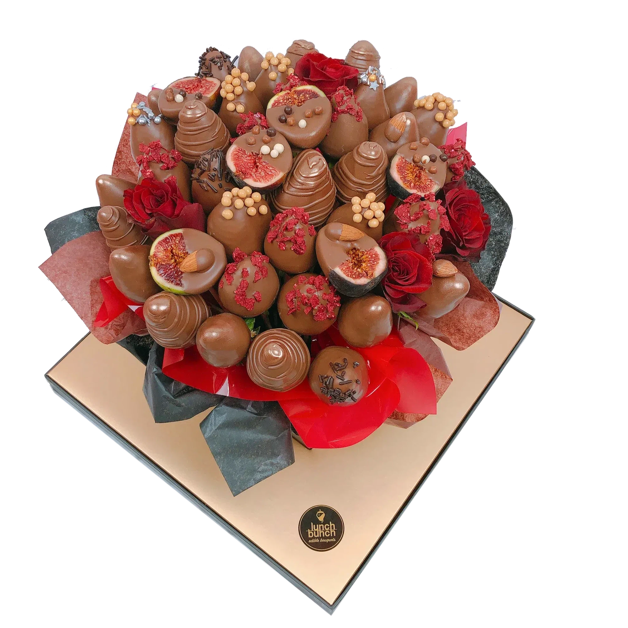 Our Chocolate-Dipped Strawberry Bouquet is a delectable twist on traditional floral gifts. This enchanting arrangement features fresh strawberries, each beautifully dipped in premium chocolate and arranged like a bouquet. Ideal for celebrating special moments or simply bringing a smile to someone’s face, this bouquet combines elegance with irresistible flavor. With delivery available to both Adelaide and Melbourne, it’s a luxurious and thoughtful gift choice that’s sure to make a memorable impression.