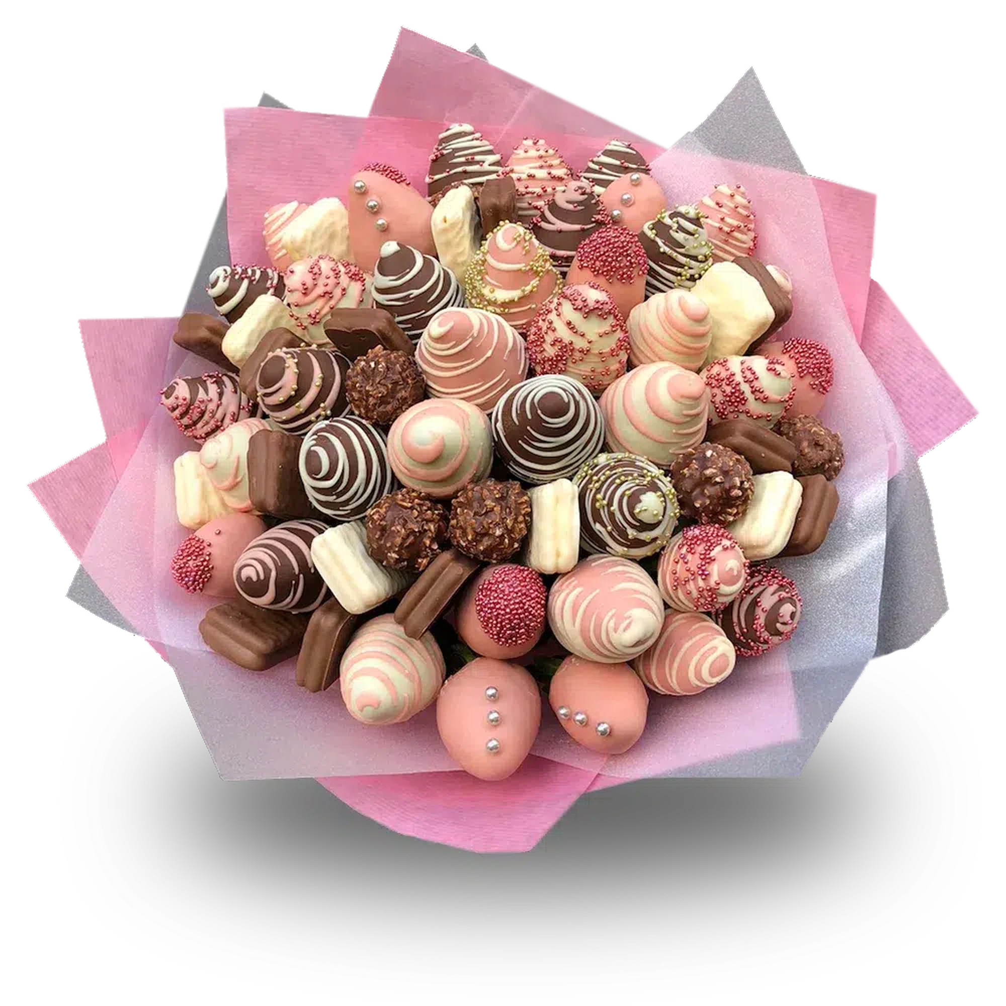 baby girl gift, pink chocolate gift, baby shower present, girly bouquet, baby girl gift, baby girl delivery gift