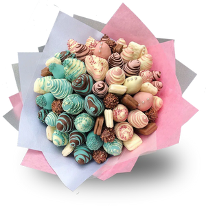 Blue & Pink Chocolate Strawberry Bouquet-Chocolate Strawberry Bouquets-Large-Lunch Bunch