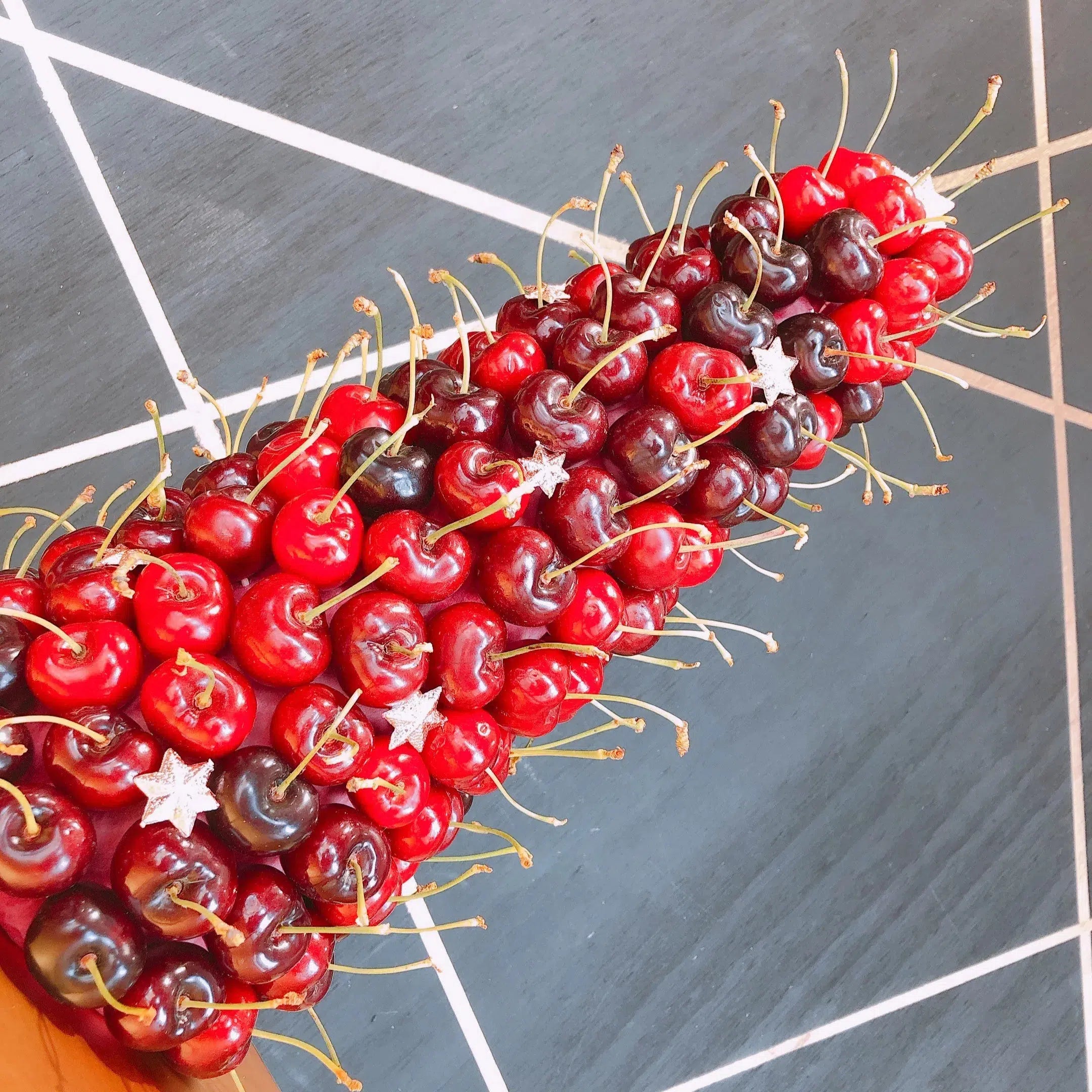 Local cherries dessert tower, cone tower for dessert table