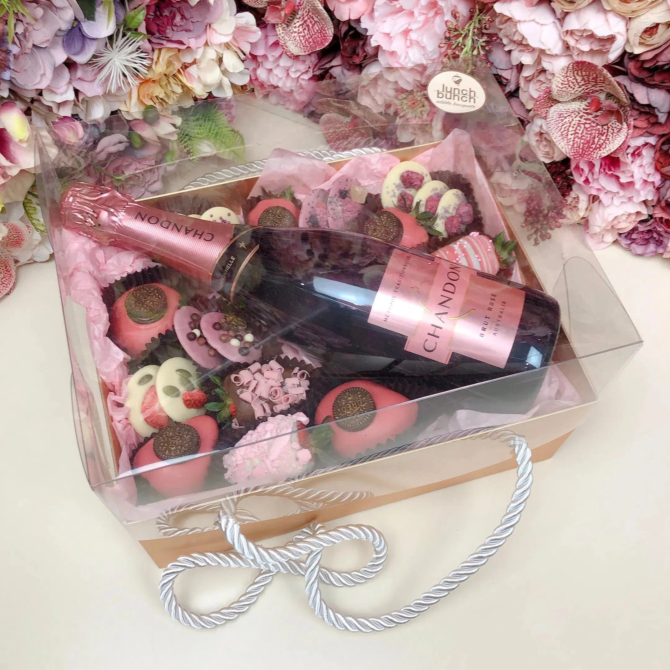 Pink Chandon, ChocoBerries, Mendiants & Donuts luxury hamper