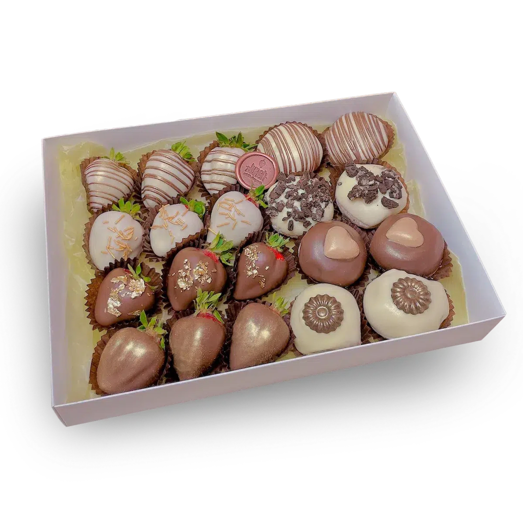 chocolate dipped strawberry box, donut hamper