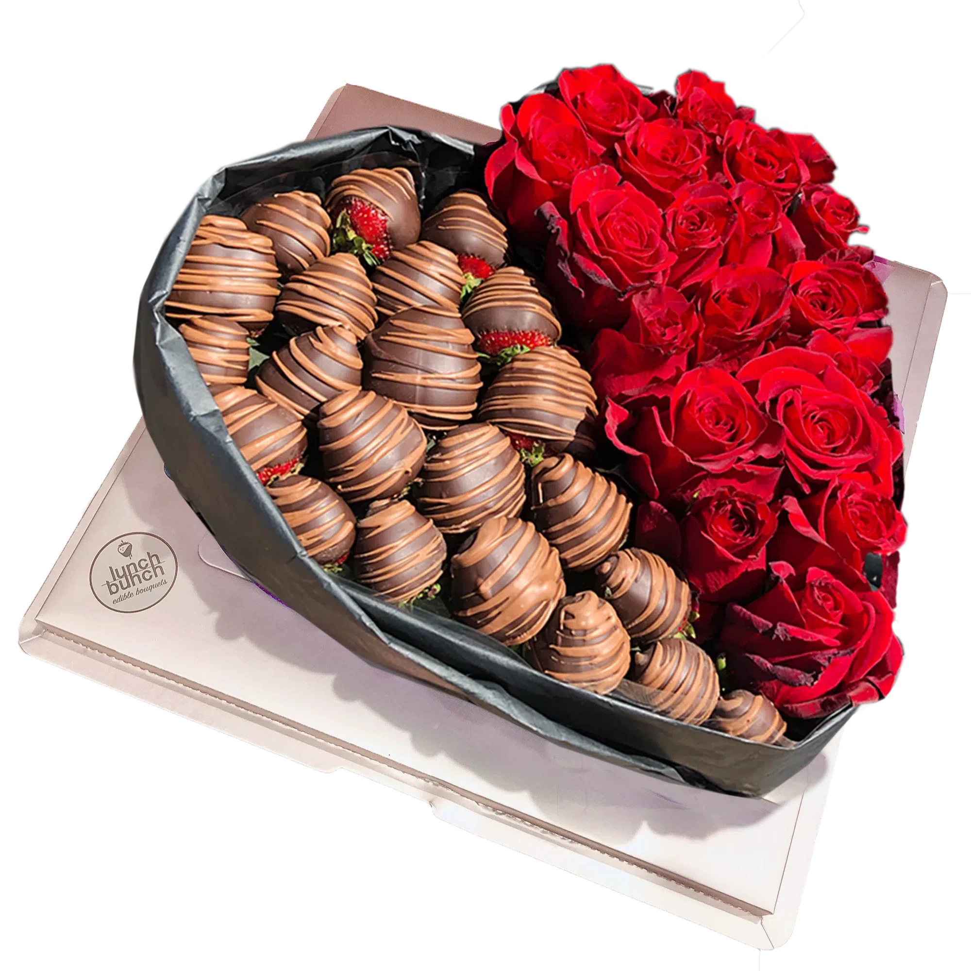 Love Heart Chocolate Roses, Adelaide roses delivery, Sweet Blooms Edible Bouquet, Dessert hamper box, romantic gift for her, gift for him heart shaped roses and chocolate gift online Delivery 