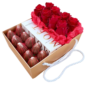 Chocolate Strawberry, Moet Champagne & Roses Luxury Hamper