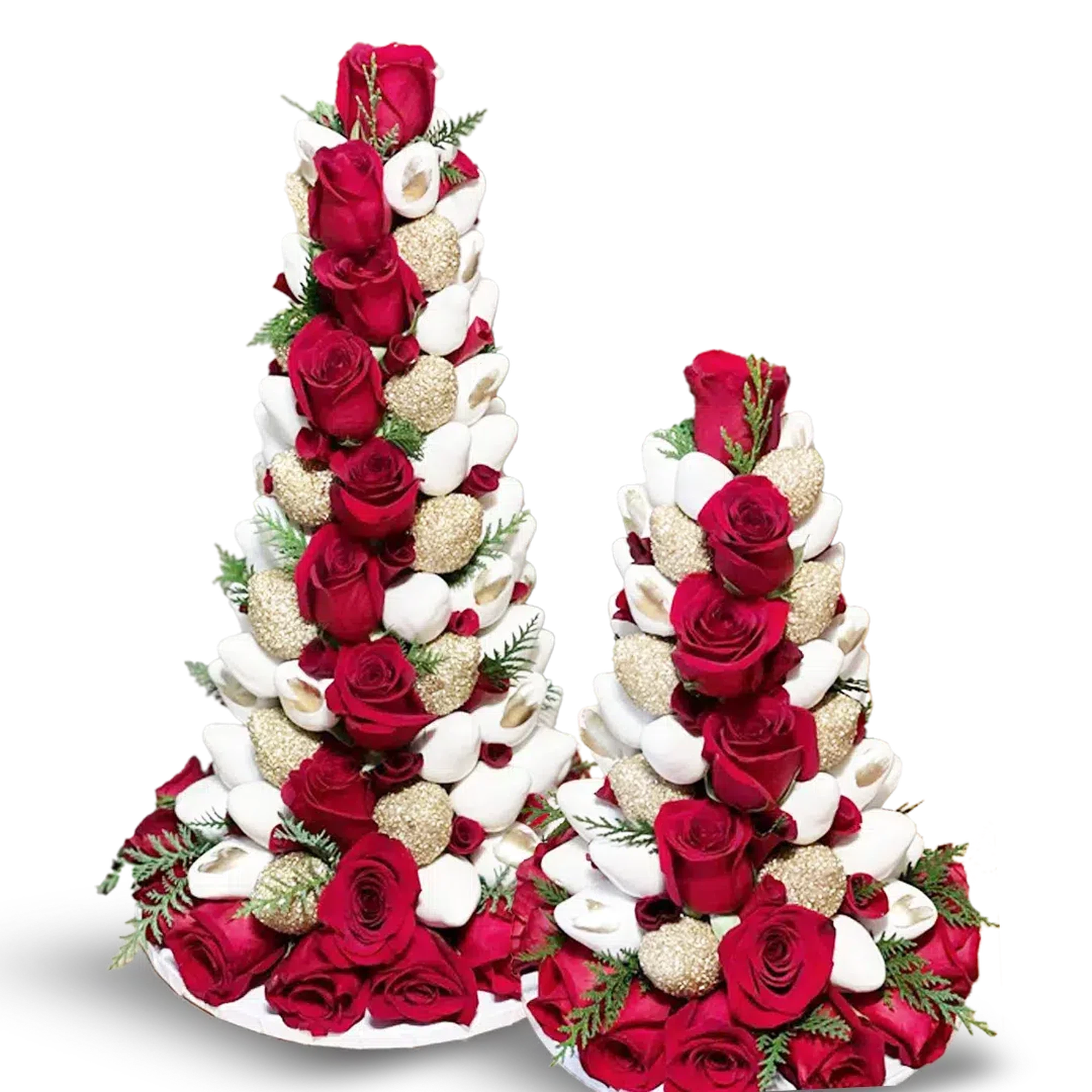 christmas dessert , chocolate covered strawberry tower, christmas table decor, event treat