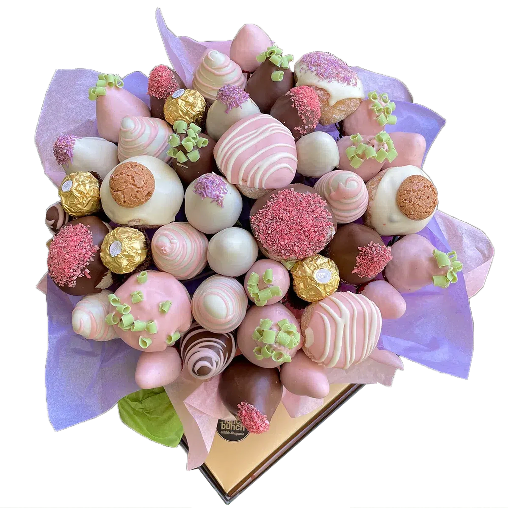 chocalate strawberries, donut gift hamper, donut bouquet