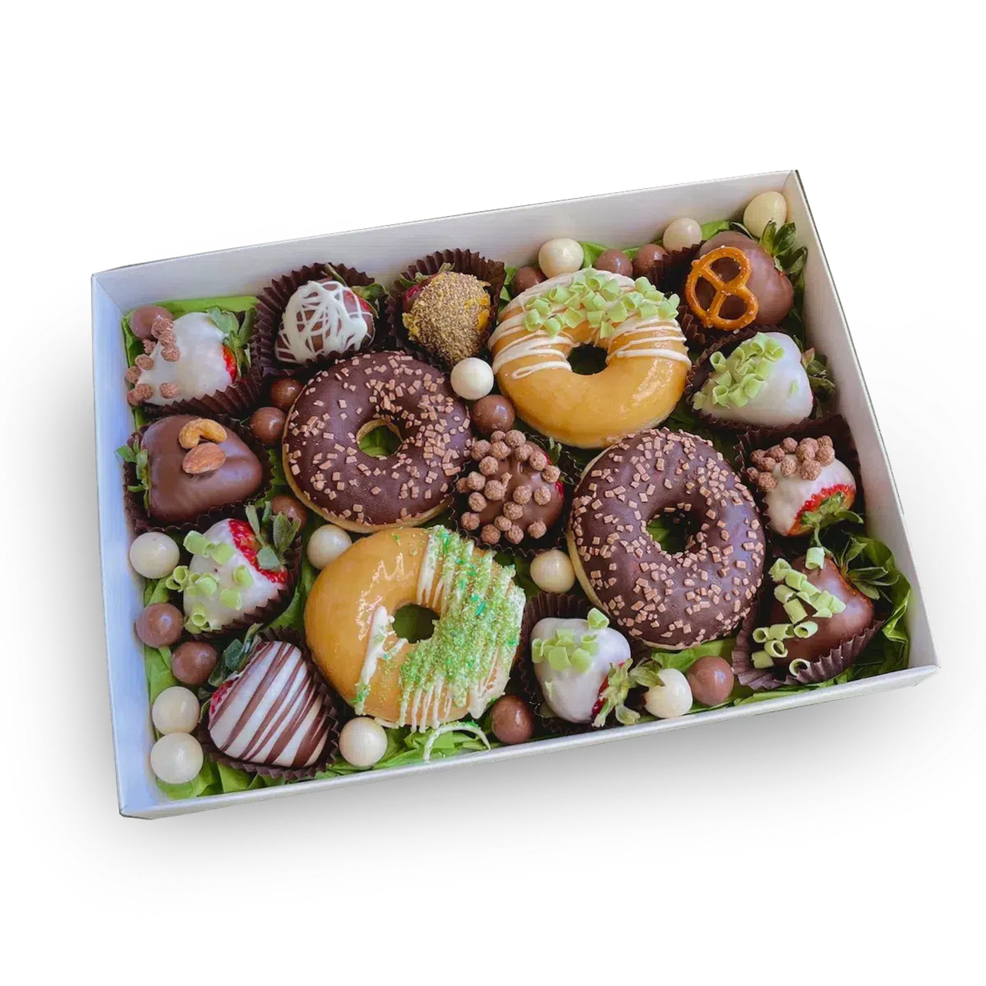 chocolate strawberry hamper, donut gift box, dessert box, donut box same day delivery