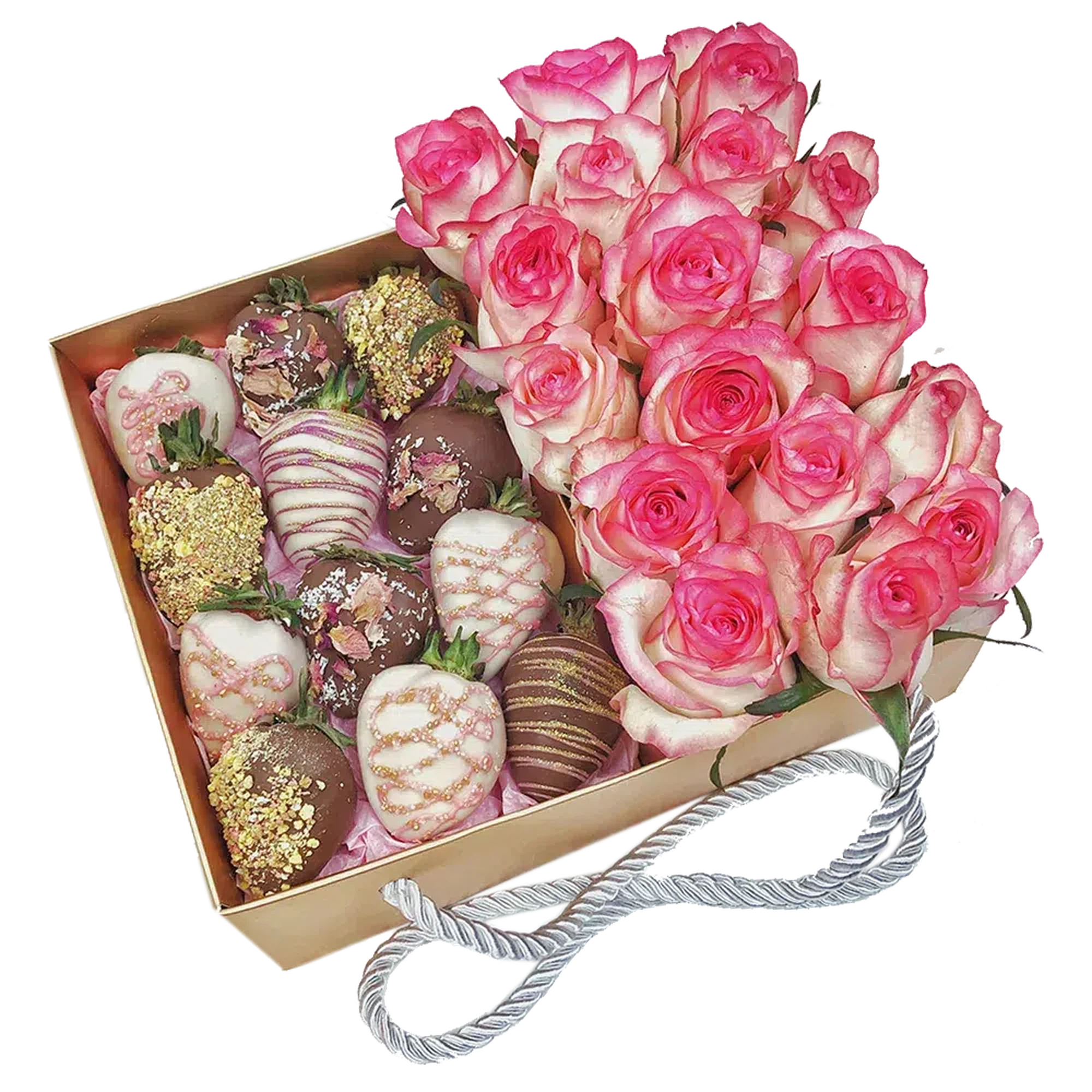 Dozen Chocolate strawberries & Roses Gift box, online chocolate delivery Adelaide roses and chocolate same day delivery Adelaide order online