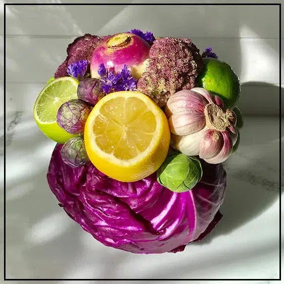 Edible Arrangement in a Red Cabbage Vase-Fruit Bouquets-Lunch Bunch