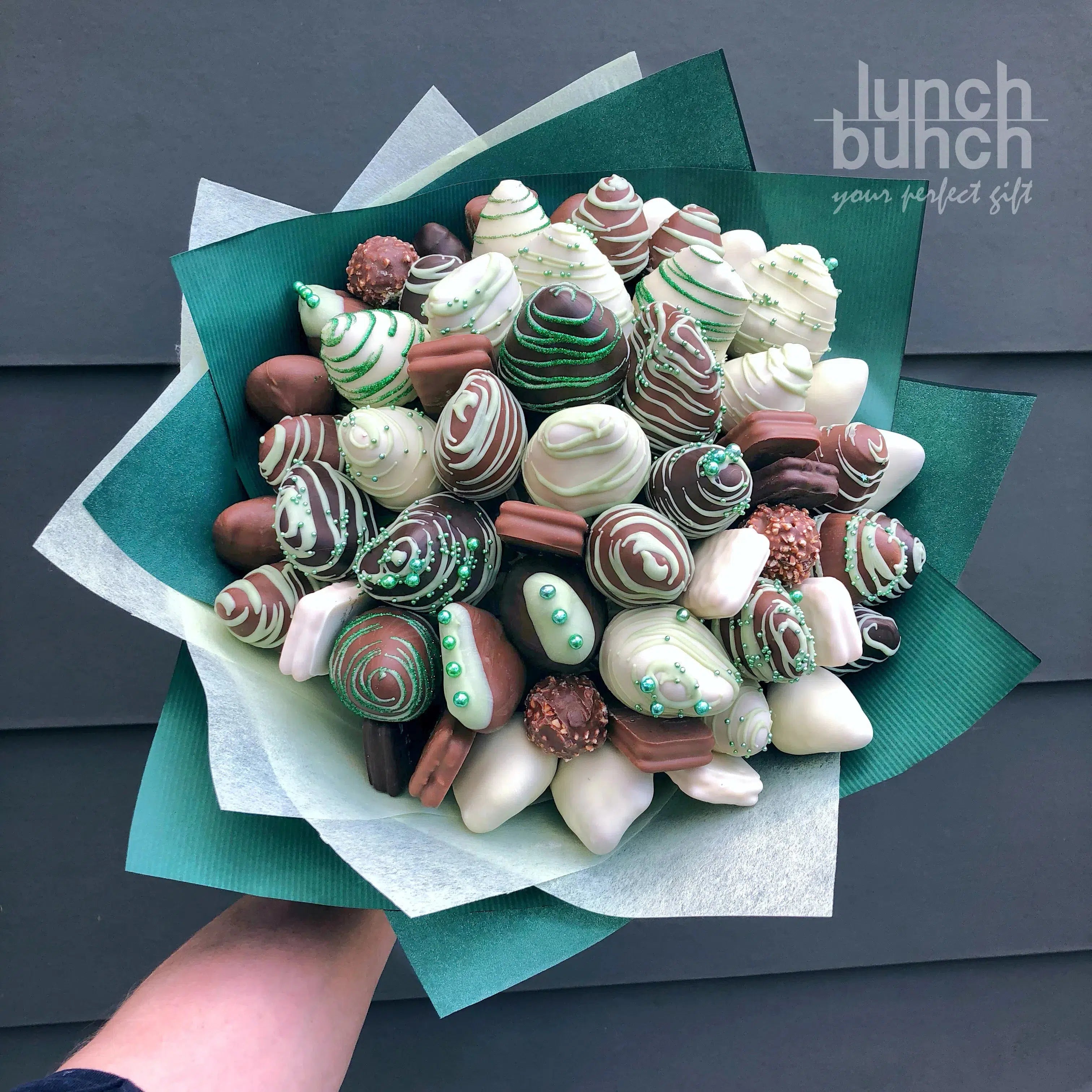 Emerald Jewel Chocolate Strawberry Bouquet-Chocolate Strawberry Bouquets-Lunch Bunch