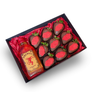 FireBall Whisky and 9 Chocolate Strawberries Box