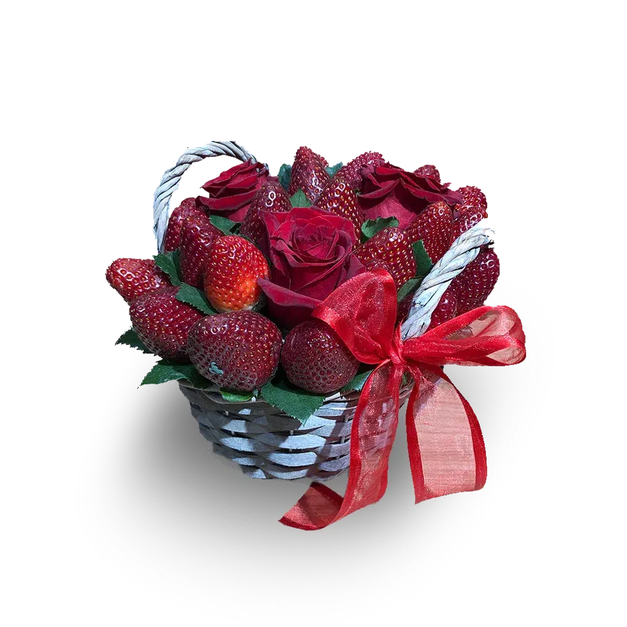 Fresh strawberry and Roses give the basket online delivery Adelaide same day delivery luxury gift