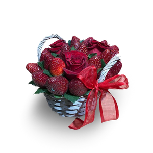 Fresh strawberry and Roses give the basket online delivery Adelaide same day delivery luxury gift