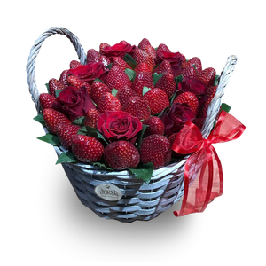 Fresh Strawberry & Roses Gift Basket order online Adelaide delivery Fruitbasket online delivery