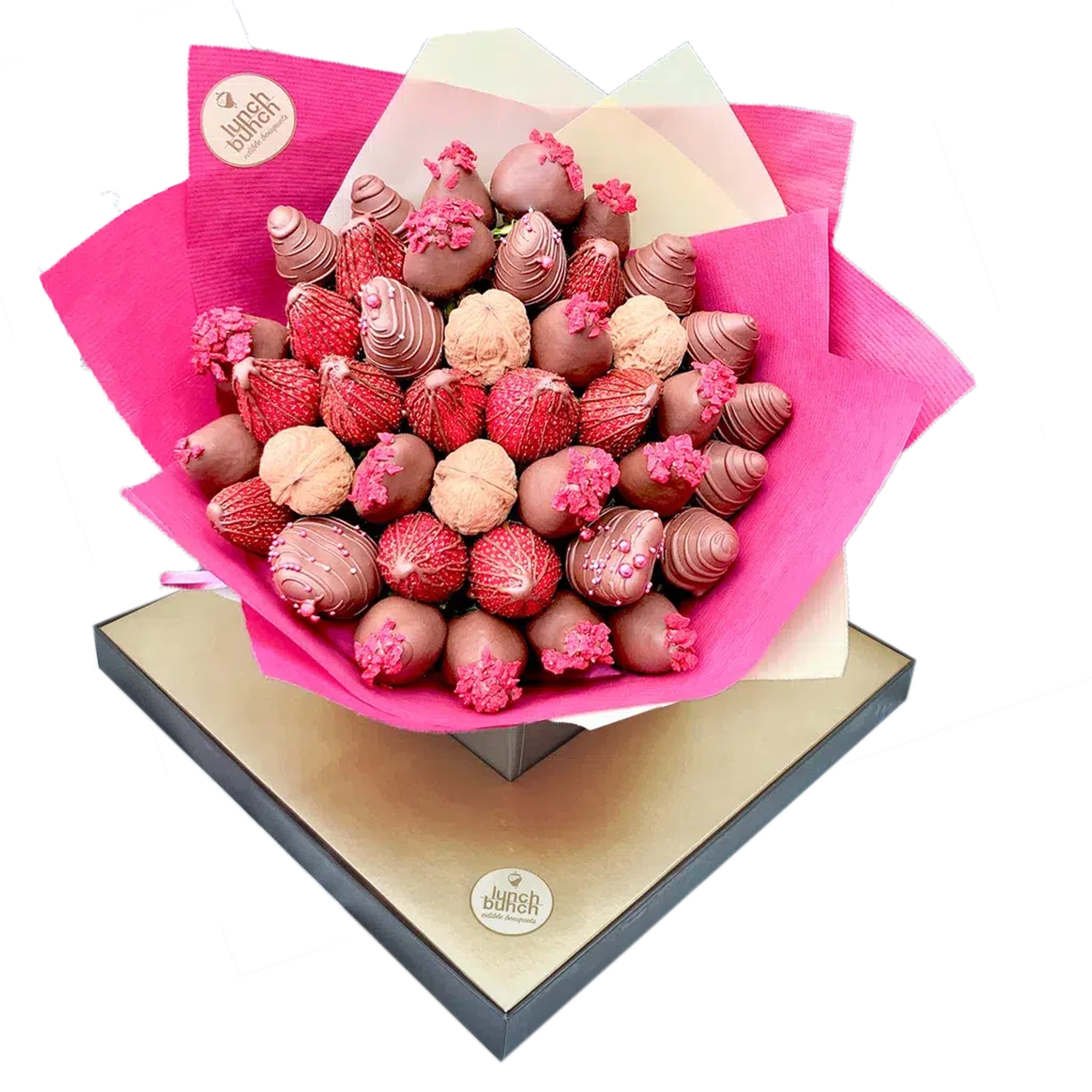 Gluten Free Chocolate Bouquet diet chocolate treat gift box healthy present good diet treat fresh strawberries and walnuts Gluten Free Diet Bouquet