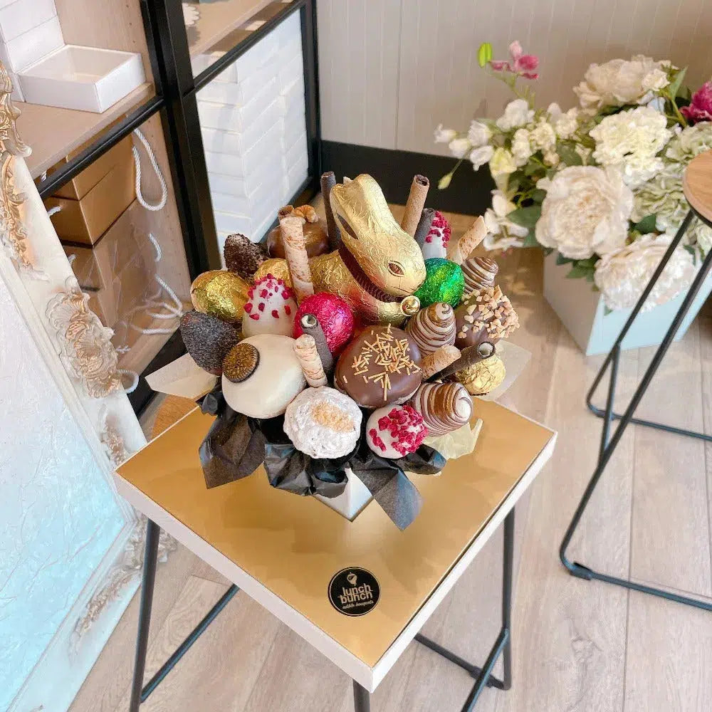 Lindt Easter Bunny, Donuts and Chocolate dipped Strawberry Bouquet